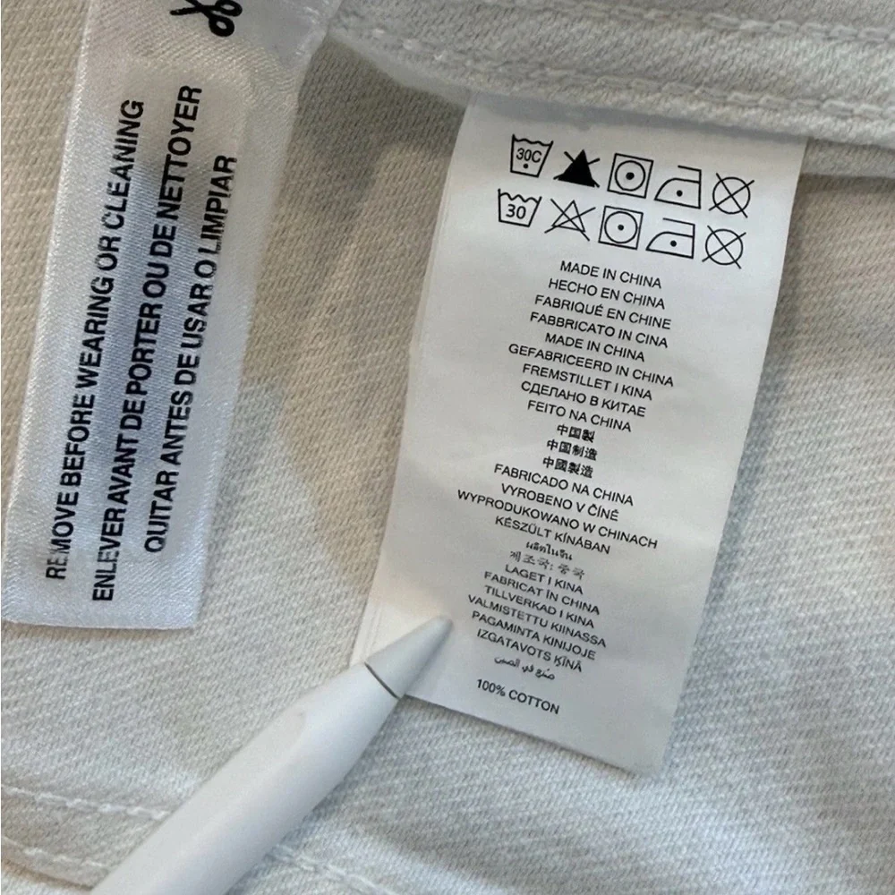 Michael Kors White Denim Utility Jacket Cropped Button Front 6